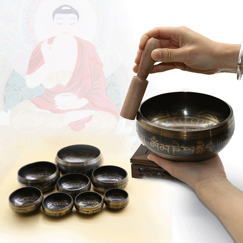 Handmade Buddha Sound Bowl Therapy Zen Yoga Meditation Singing Bowl Nepal Tibet Prayer Bowl Metal Craft Home Decor Ornaments