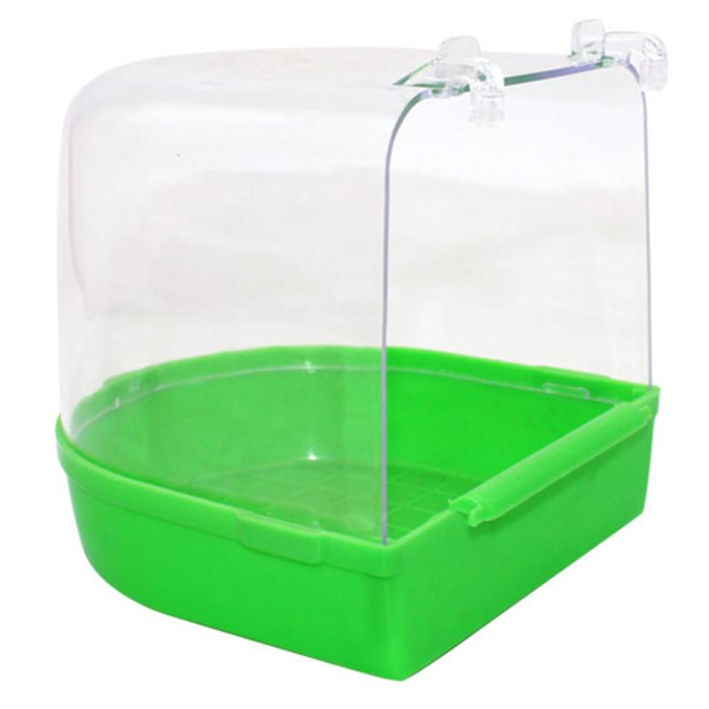 1 Pc Pet Bird Bath Cage Transparent Hanging Bird Bath Covered For Small Brids Canary Budgies Parrot (Random Color)