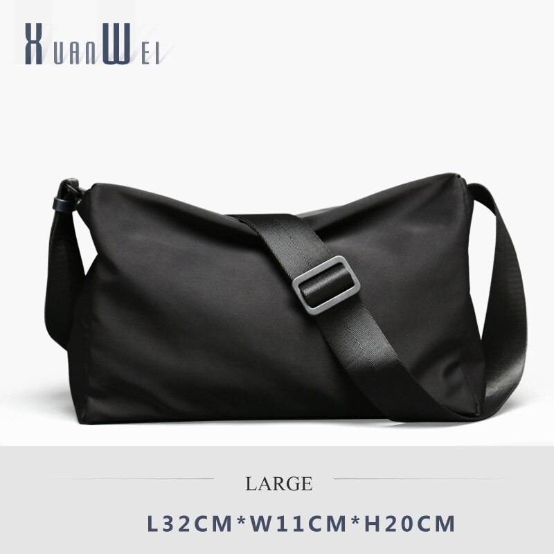 Xuanwei Unisex Mode Messenger Bag Zwarte Schoudertas Casual Sport Bag Zachte Doek Messenger Bag Kleine Dagelijkse: Black large