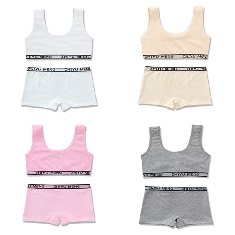 Conjunto de sutiã de algodão para meninas e adolescentes, 4 tamanhos, 8-14y, treinamento infantil, estudantes