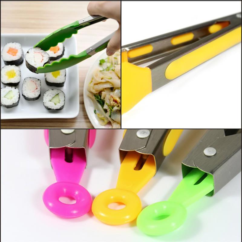 Rvs Siliconen Keuken Tang BBQ Clip Salade Brood Koken Voedsel Serveren Tang Keuken Gereedschap High-hoeveelheid Voedsel Clip