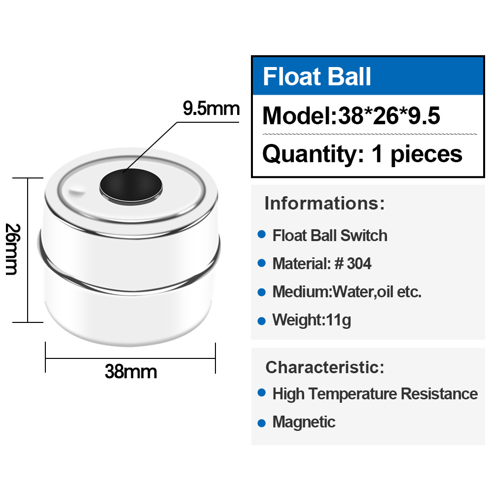 1 szt. Pływak Magnetyczny przełącznik pływakowy ze stali nierdzewnej do pływaka poziomu wody 24 mm 28 mm 9,5 mm: Brązowy