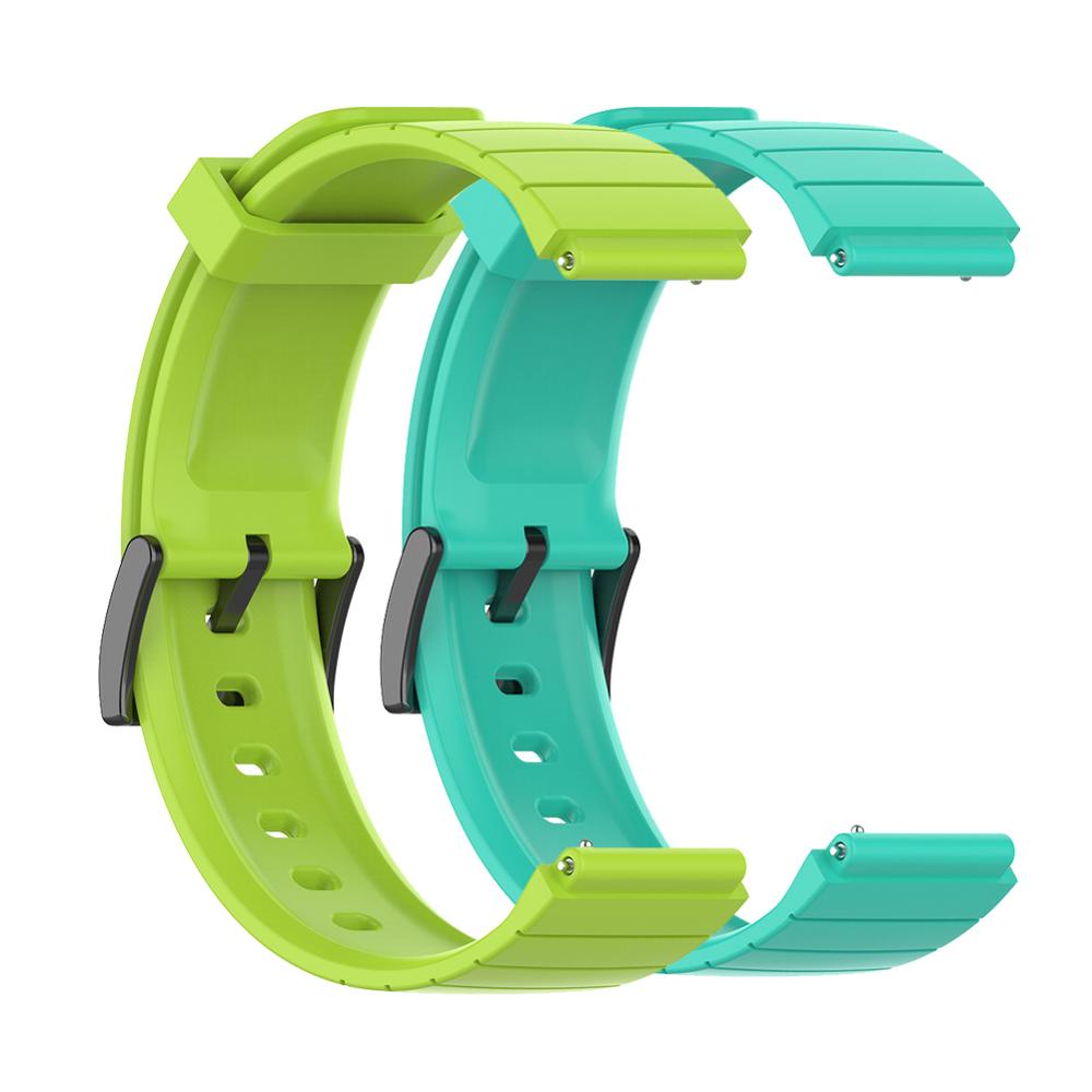 2 stuks 18mm horlogebandjes voor de xiaomi mi smart watch, zachte tpu rubberen horlogeband, vervanging voor de xiaomi mi horlogebandjes, accessoires: Groenblauw
