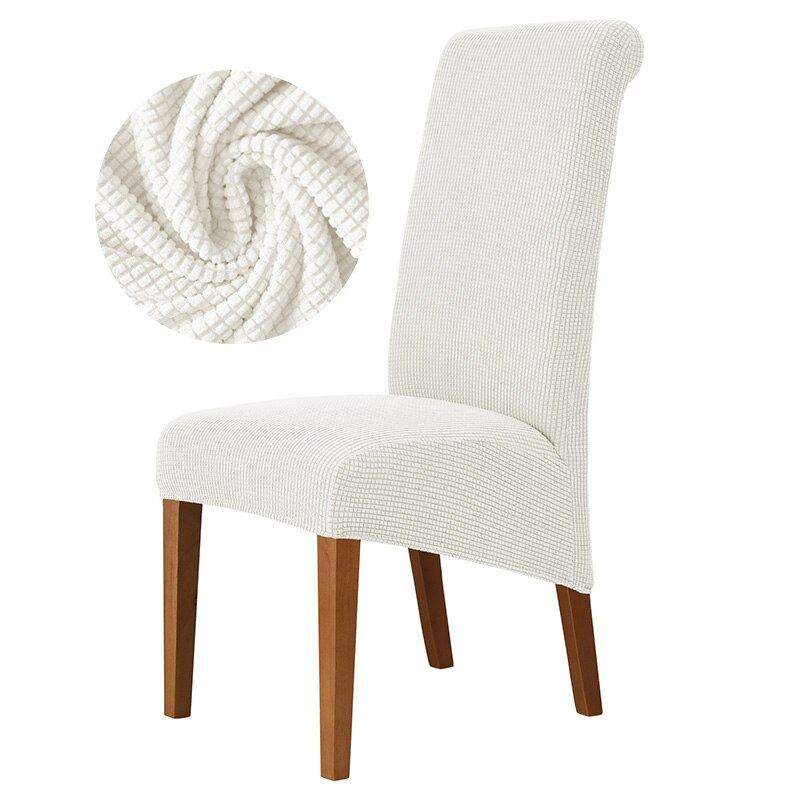 Jacquard XL Dining Chair Cover Extra Large Elastic Stretch Case for Chairs Spandex Long Back Chair Slipcover Kitchen: White