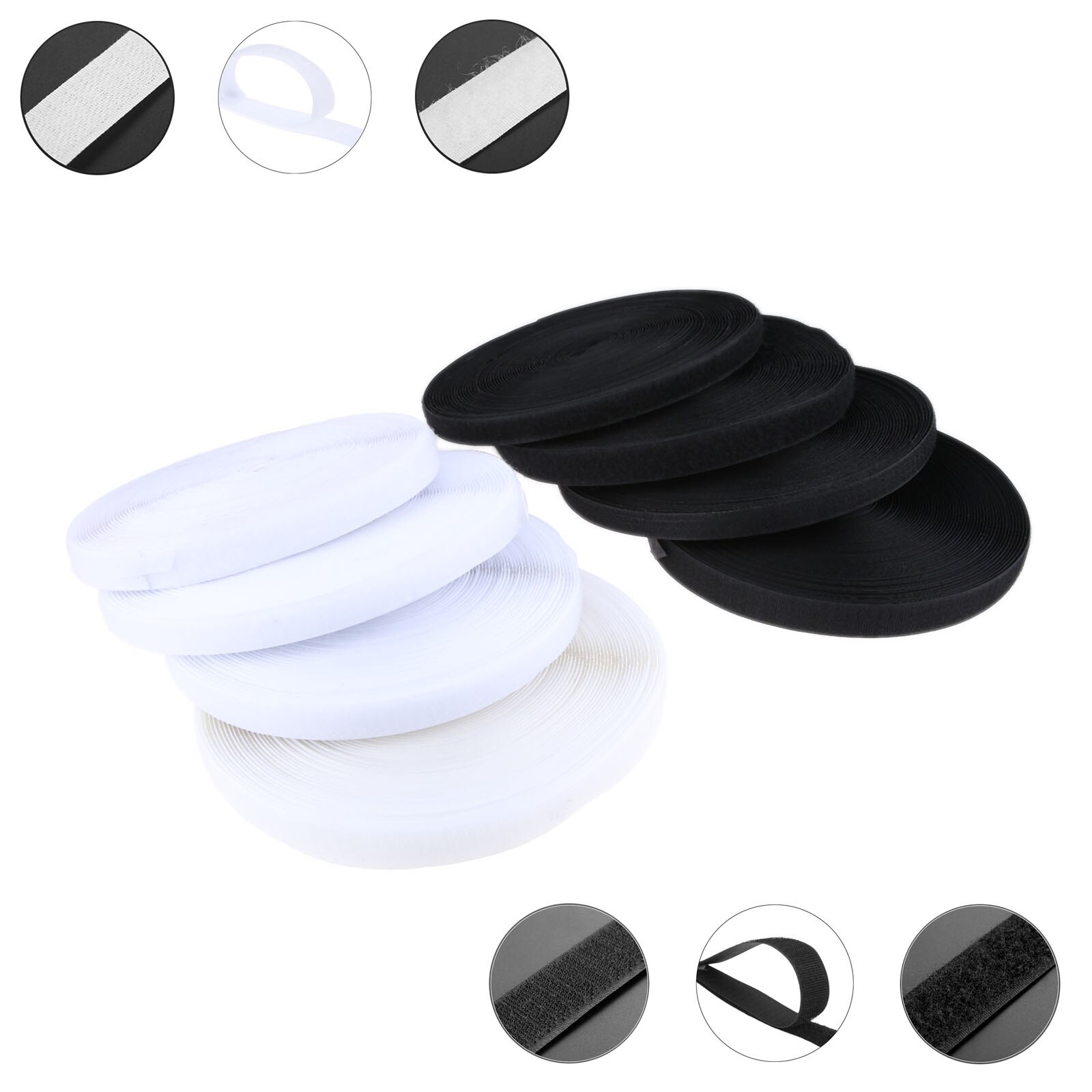2pcs 25M Black White Hook and Loop Fastener Tape Magic Nylon Sticker Adhesive Loop Disks Velcros