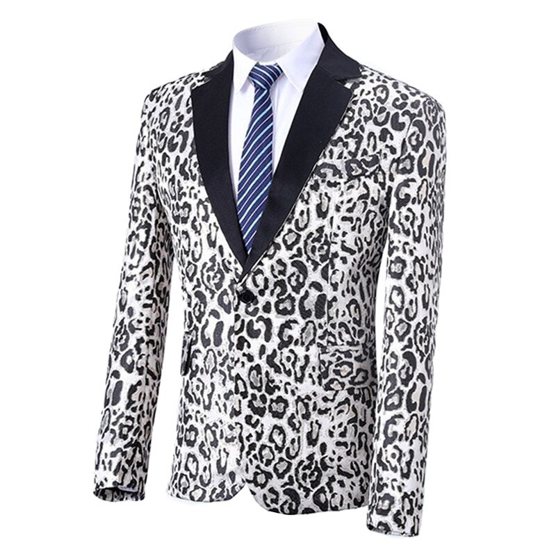 YUNCLOS Luipaard Print Single-breasted Mannen Pak Jas Casual Zanger Stadia Party Blazer Men Suits Verkoop Mannen Pak jas