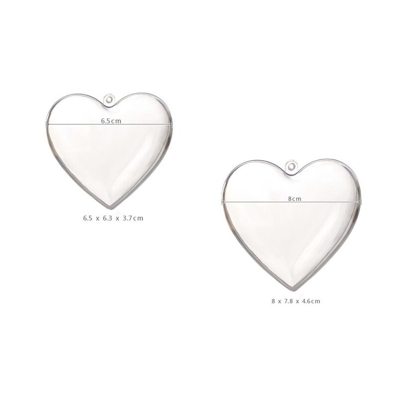 Esfera rellenable de plástico transparente para decoración de fiestas, 30 Uds., forma de corazón, bricolaje