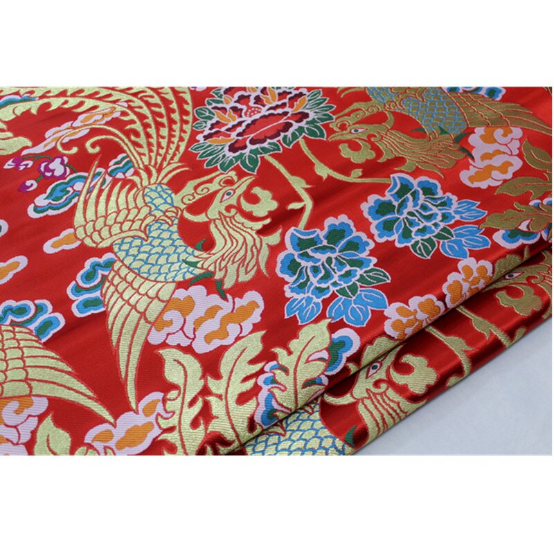 CF613 Phoenix Peony Jacquard Silk Brocade Fabric The Chinese Dress Fabric Chinese Wedding Dress Silk Fabrics Party Decoration