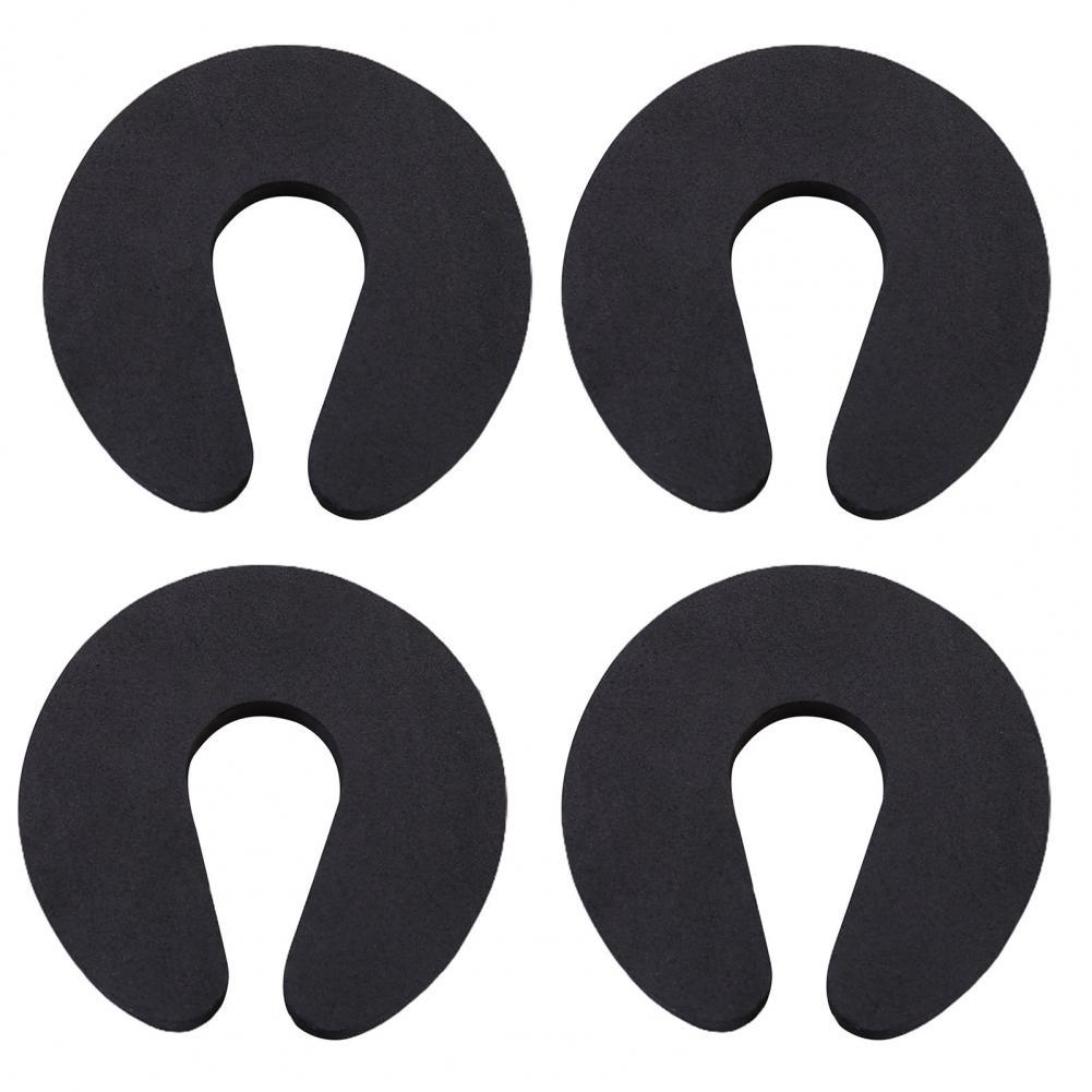 4Pcs Household Door Buffer High Elasticity Door Stopper Home Improvement C Shape Doorstop for Protecting Children Safe Stopper: Black
