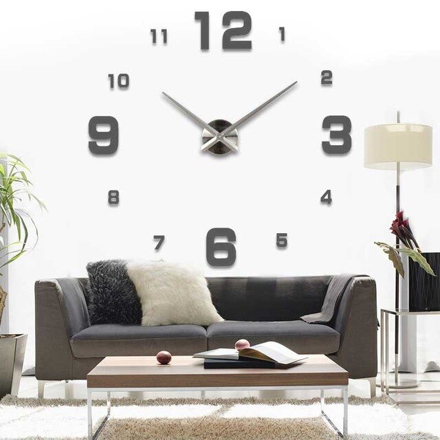 3D wall clock clocks reloj de pared watch 3d diy Acrylic mirror Stickers Quartz Modern Home Decoration: Dark Gray S / 47inch