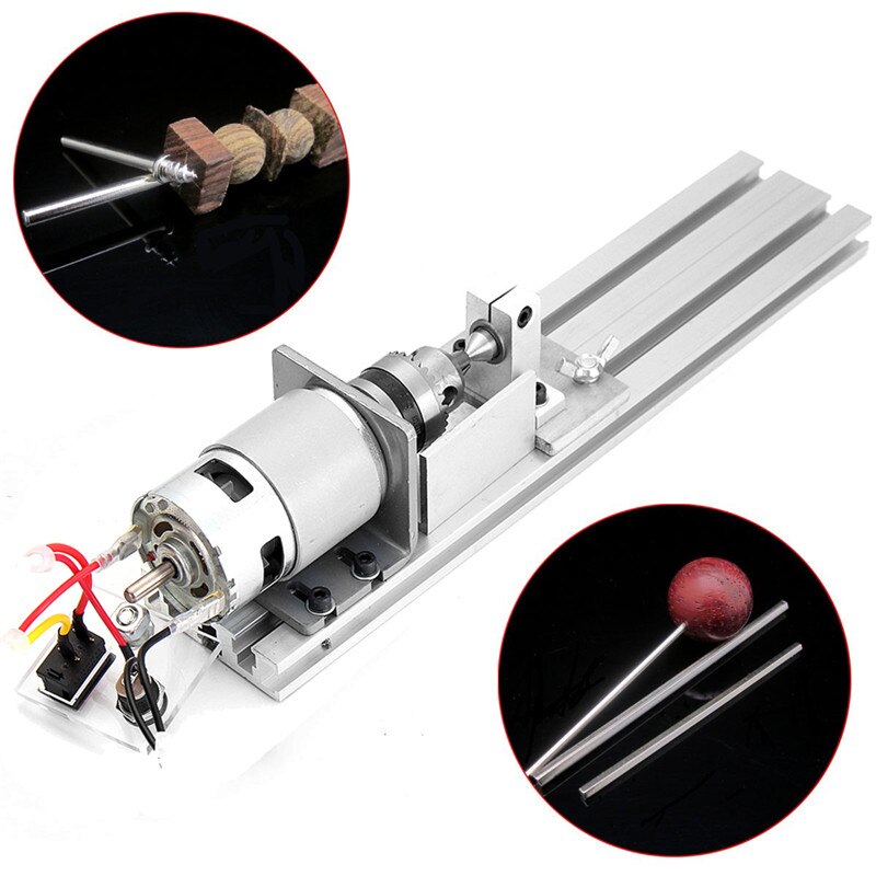 Mini Lathe Beads Machine 80W DC 24V Woodworking DIY Lathe Engraver Set Grinder Polishing Cutting Drill Rotary Tool +Power Supply