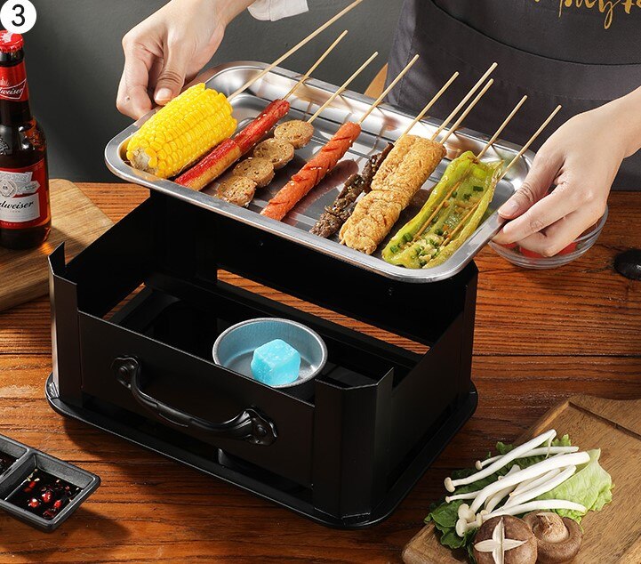 Portable bbq grill barbecue heating stove commercial restaurant heating insulation barbecue box One person table barbecue 26*