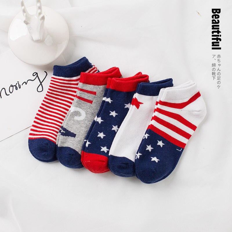 5 paia/lotto Bambini Calzini E Calzettoni Primavera e di Autunno Della Banda del Cotone di Alta Qualità di Marca studente Bambini Calzini E Calzettoni 4-12 Anni Del Bambino ragazzi Calzini E Calzettoni