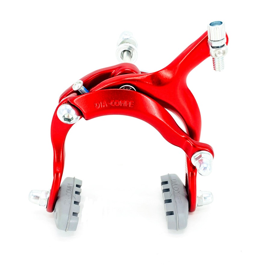 DIA-COMPE C pinza de freno bicicleta de carretera BYA412 bicicleta plegable Retro bicicleta de ciudad doble pivote pinza freno 61-79mm aleación de aluminio: Rojo