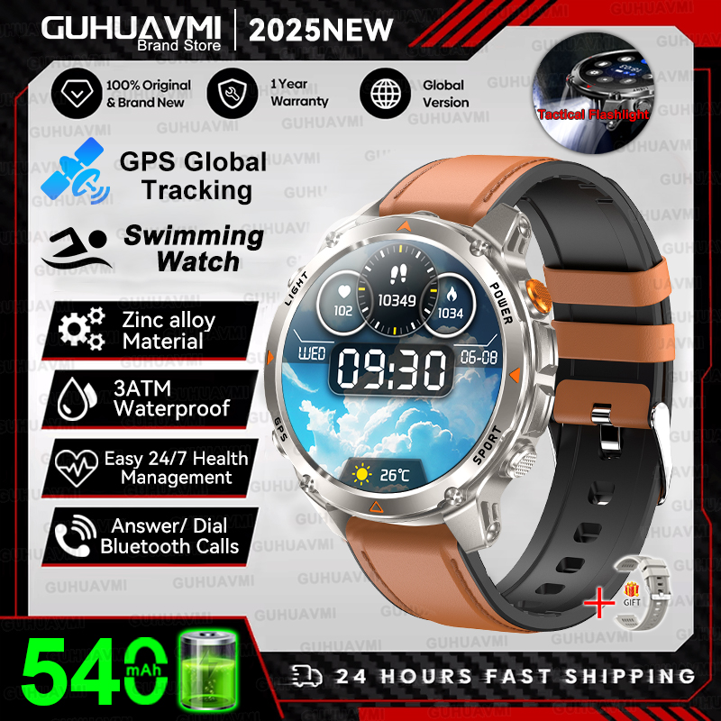 2025nuovo GPS sport Astuto Della Vigilanza Degli Uomini Bussola Altimetro Orologi Chiamata Promemoria Frequenza Cardiaca fitness 3ATM Impermeabile Smartwatch Esterno: Colore rosa