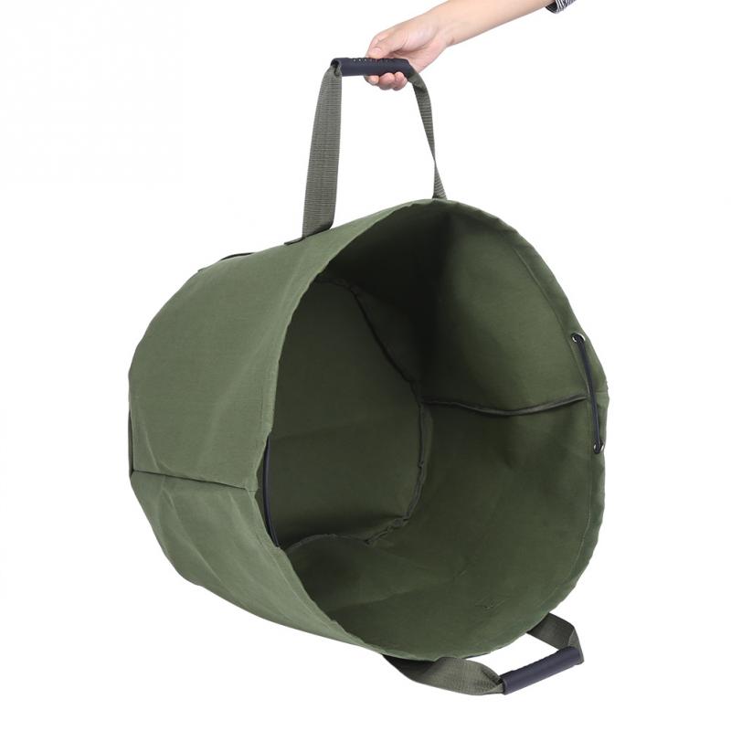 Portable Waterproof Reusable Canvas Garden Lawn Leaf Trash Waste Bag Container Storage Tote