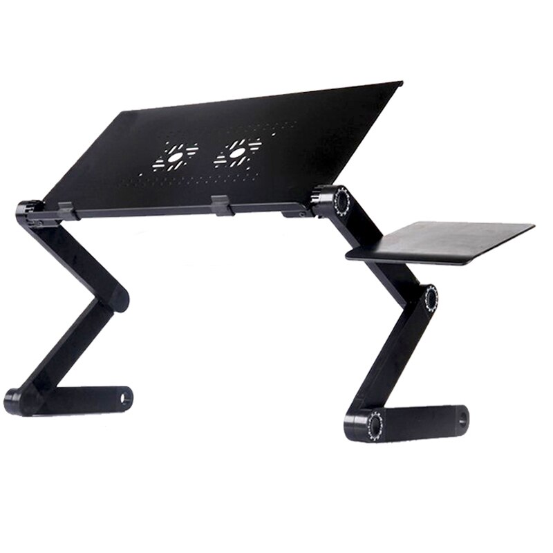 Deux ventilateurs ordinateur portable bureaux ordinateur portable ordinateur portable tour PC pliant bureau Table support lit plateau réglable pliable Table bureau: black