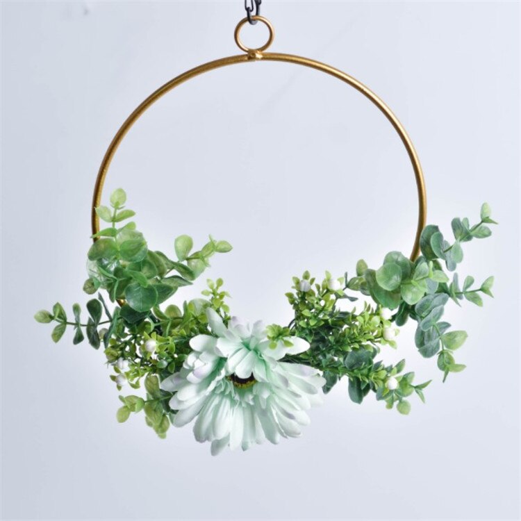 Guld jern metal ring krans krans blomsterkrans bryllup dekoration brud blomster bøjle indretning bondehus dør vægdekoration: B6