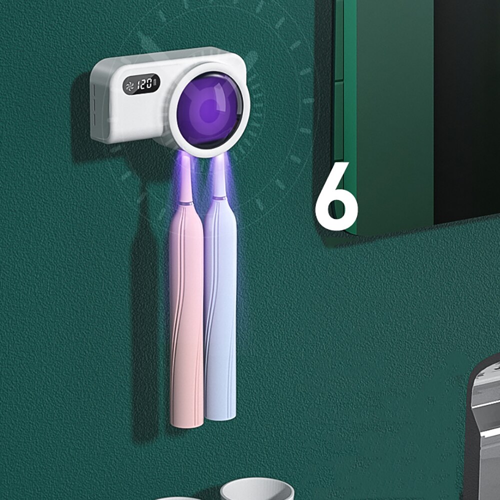 Visual Electronic Screen Punch-free Wall-mounted Smart Toothbrush Sterilizer Automatic Ultraviolet Toothbrush Disinfection Box