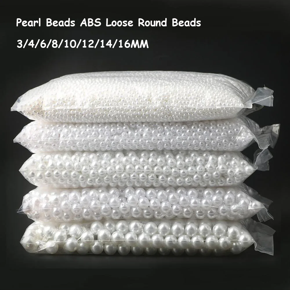 3/4/6/8/10/12/14/16mm Parel Kralen Wit Beige ABS Losse Ronde Kralen Craft Voor Mode-sieraden Maken DIY Craft Kledingstuk Kralen