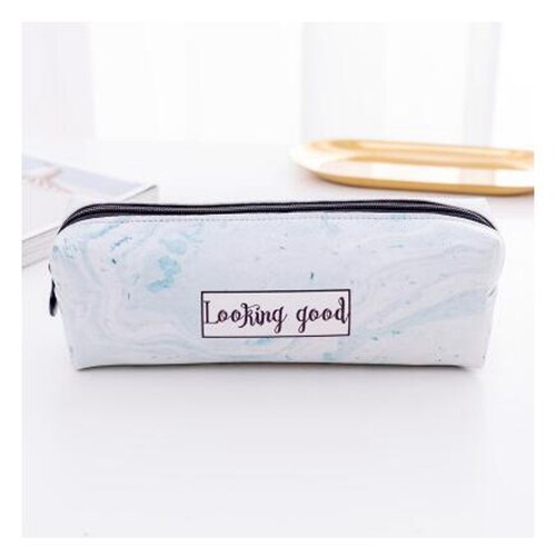 Leuke Etui Marmer Patroon Lederen Pen Tas Potlood Doos Potlood Tas Briefpapier Pouch Office School Supply: B