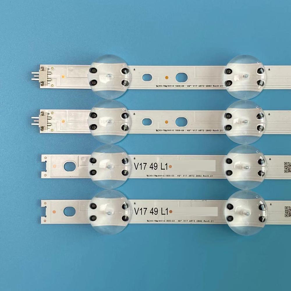 4 pièces LED bande de Rétro-Éclairage Pour LG 49 ''TÉLÉVISION 6916L-2862A 6916L-2863A V17 49 R1 + L1 ART3 49UJ670V-ZD 49UJ651V LC490DGG (FK) (MD)