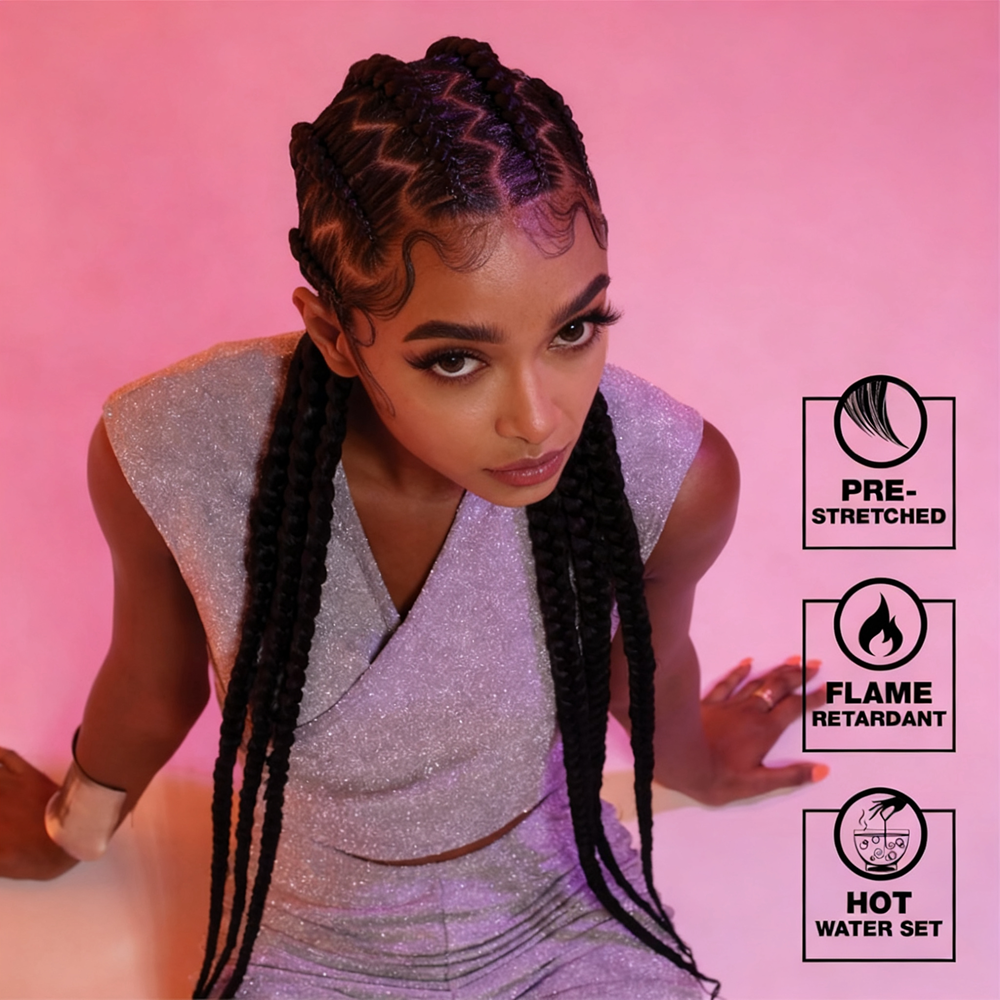 Trenzas sintéticas de pelo trenzado Jumbo de 82 pulgadas de largo, extensiones de cabello de ganchillo, trenza preestirada de 165g, para mujeres negras