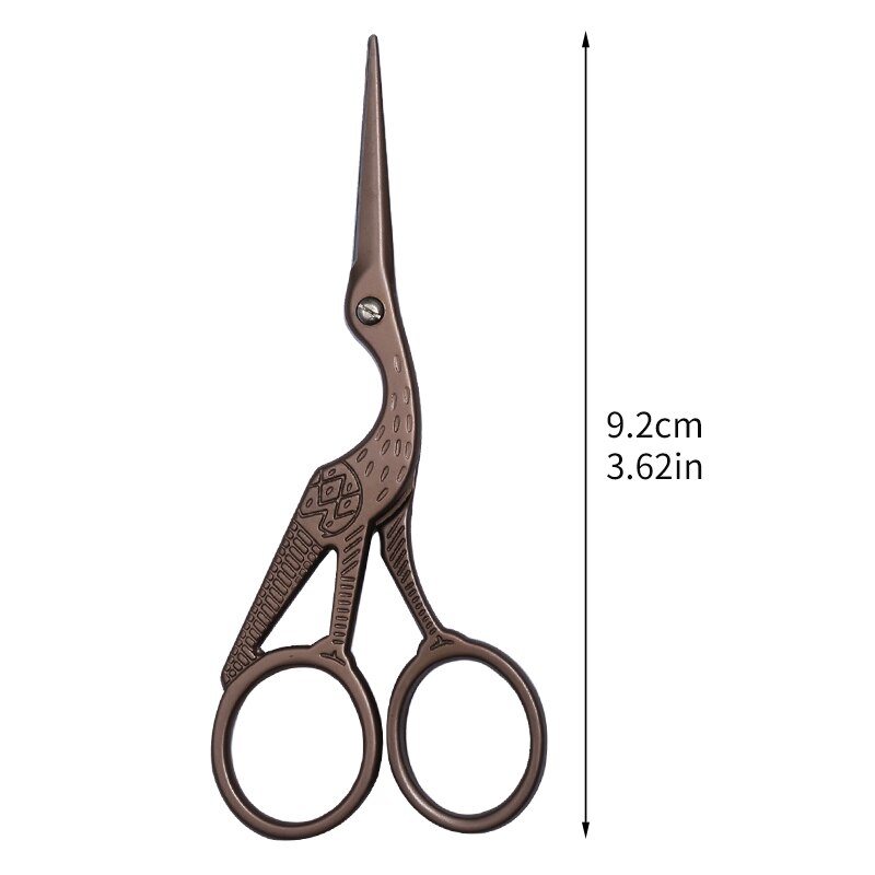 SHWAKK Stainless Steel Embroidery Tailor Scissors Crafts Dressmaking Sharp Handled Needlework Cross stitch Sewing Scissor: 9.2cm dark brown