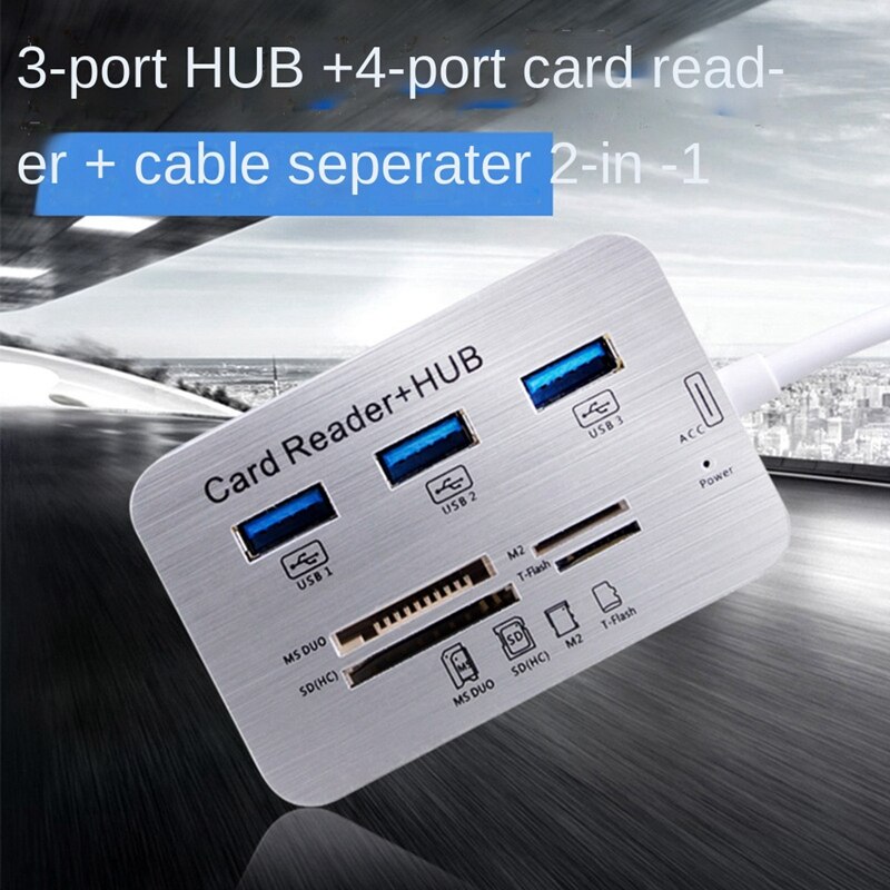 -USB HUB Memory Card Reader USB 3.0 Combo HUB Multi-In-1 High Speed USB Splitter with MS M2 TF for Computer PC Laptop