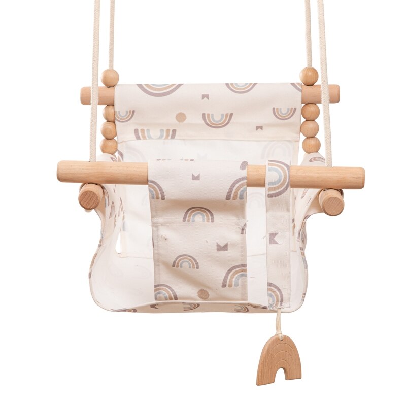 Sedia a dondolo in tela per bambini set di altalene giocattolo in legno e accessori per altalena fuori porta cestino piccolo giocattoli per bambini sicuri e robusti: Swing with pendant 2