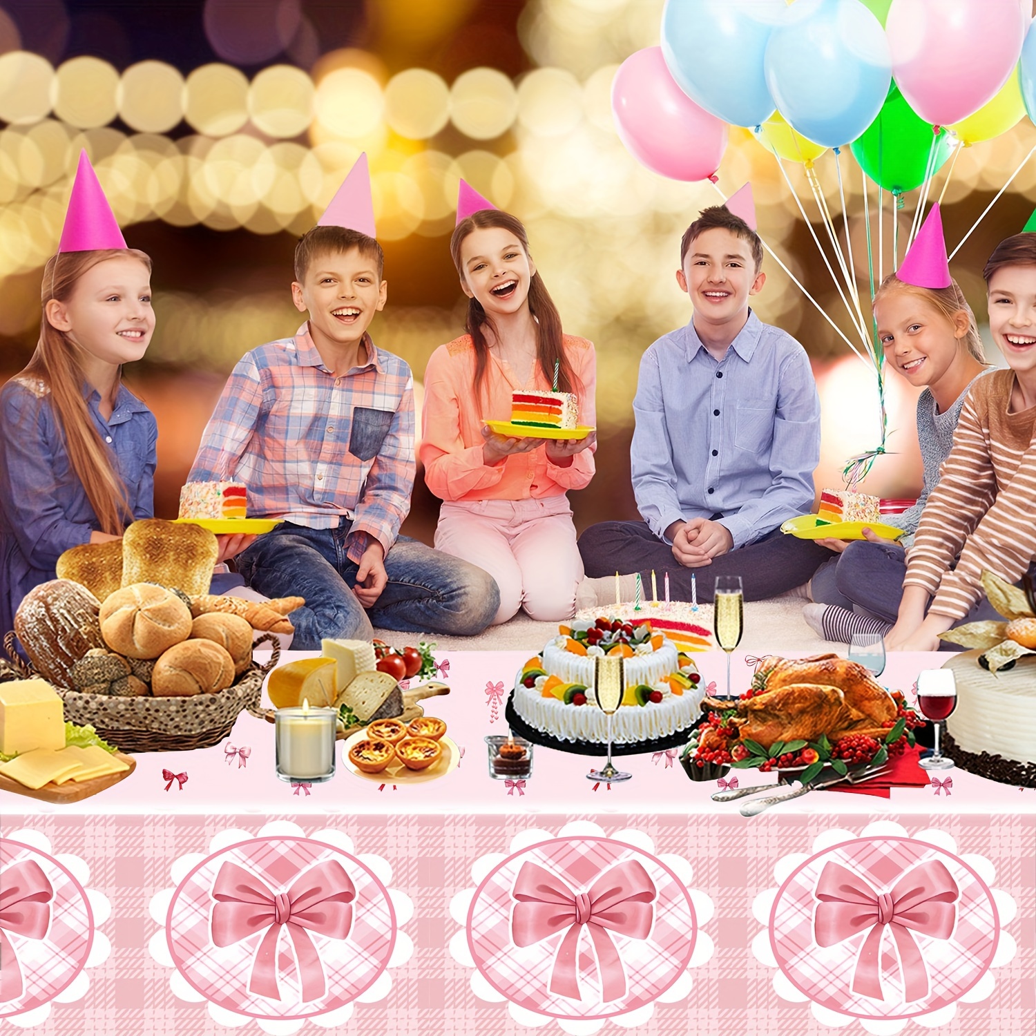 1/2/3pcs Roze Strik Party Wegwerp Tafelkleed Plastic Tafelkleed Voor Meisjes Vrouwen Verjaardag Bruiloft Vrijgezellenfeest decoratie