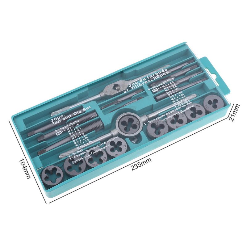 20pcs Tap and Die Cutter Alloy Steel Wrench Threaded Cutting Nut Bolt Screw Tool