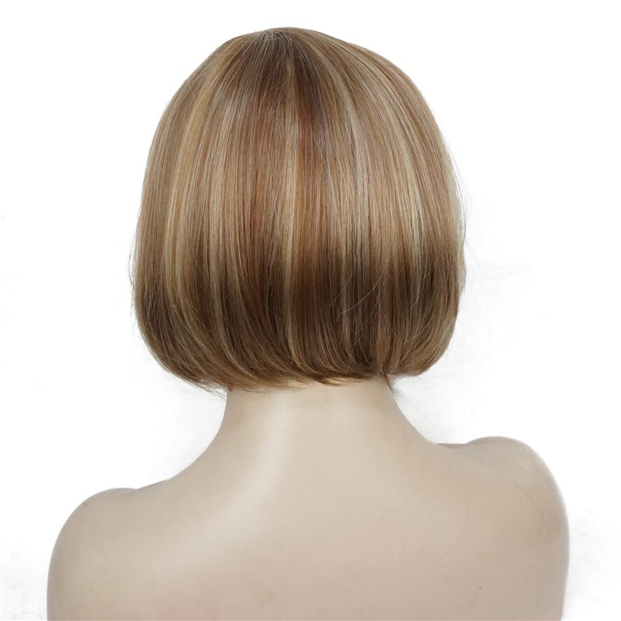 StrongBeauty vrouwen Korte Rechte Bob pruik Strawberry Blonde Mix Natuurlijke Synthetische Volledige Pruiken