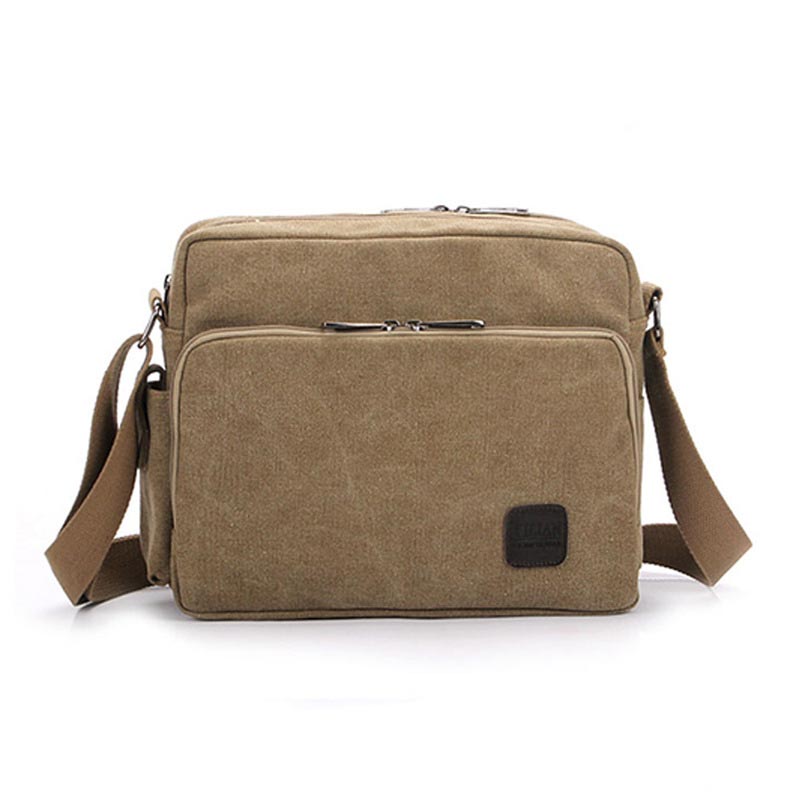 AUFUR Messenger Bag mannen Lederen Schoudertas Handtas Business Crossbody Tassen Voor Mannen Canvas Mannelijke Flap Reistas bolsa: Khaki