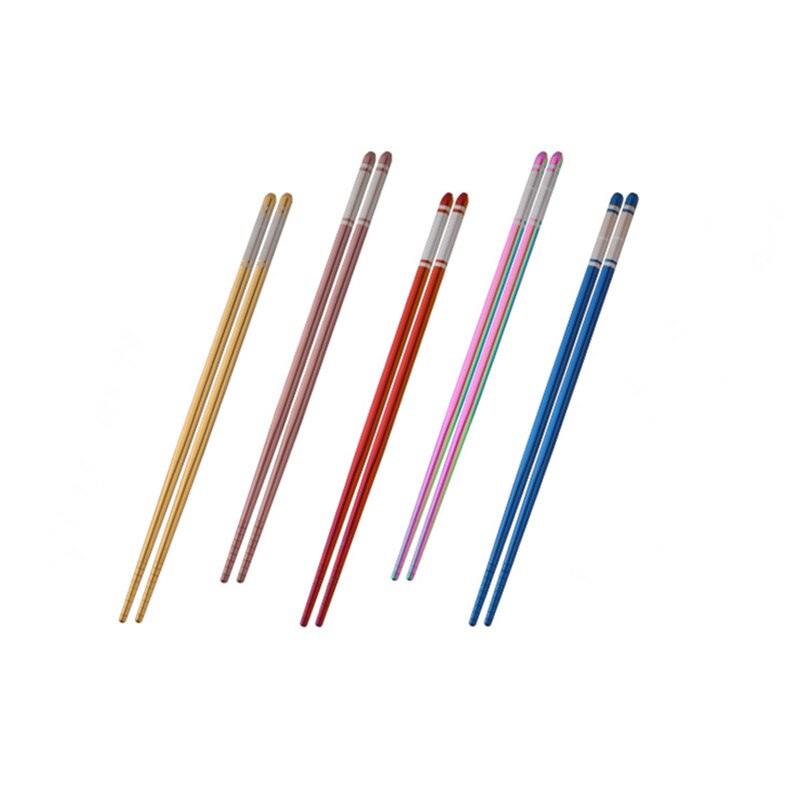 5 Pairs Stainless Steel Chopsticks Chinese Non-slip Chopstick Set Black Metal Chop Sticks Set Used For Sushi Dinnerware: Mix Color 5pcs