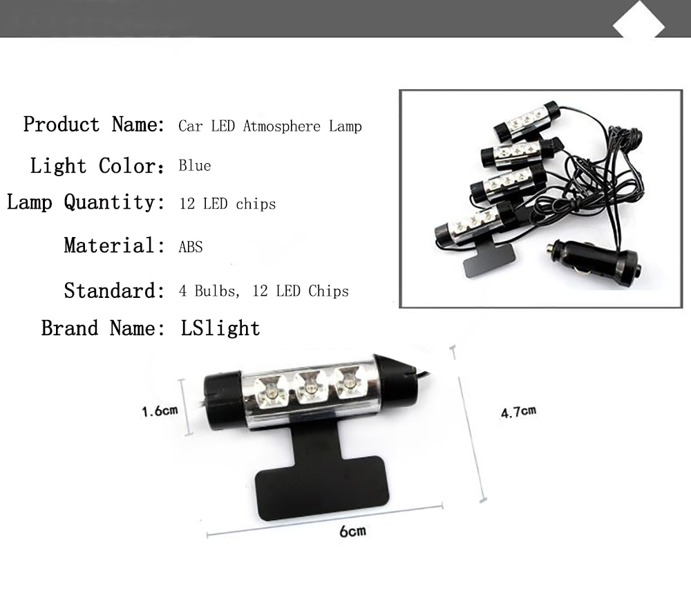 Lslight Auto Onderdelen Inch Zolen Omgevingslicht Auto Led Sfeerverlichting Interieur