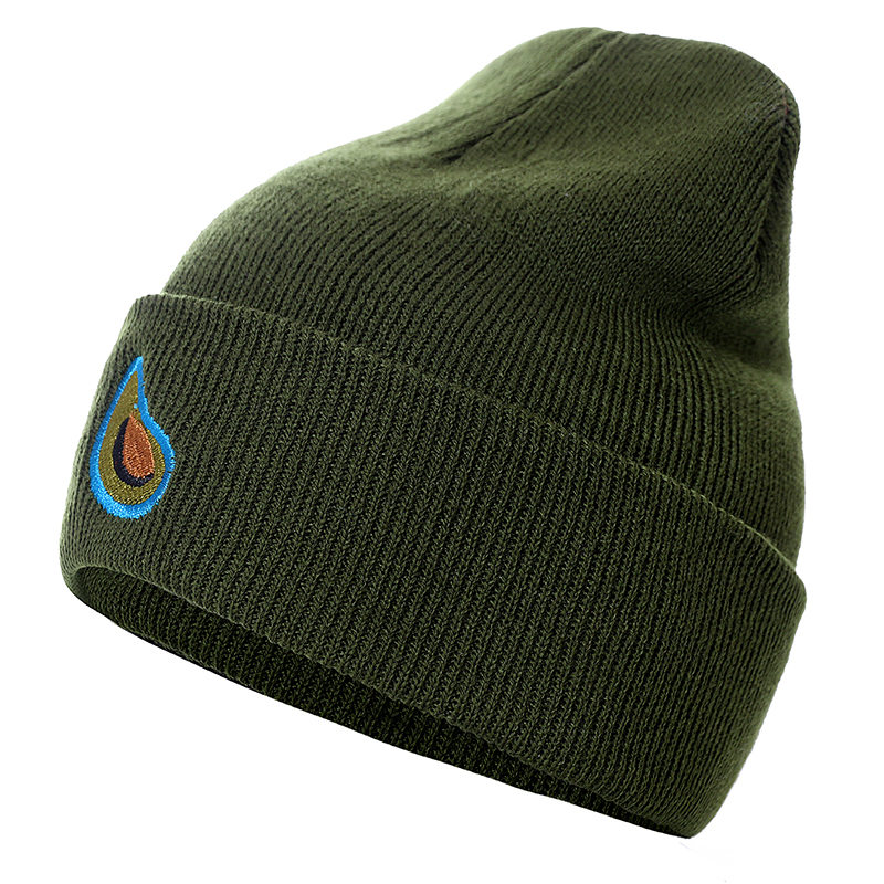 Unisex efterår vinter beanie hat avocado broderi vinter hatte til kvinder mænd strikkede hatte akryl fleksibel afslappet udendørs hue: Grøn