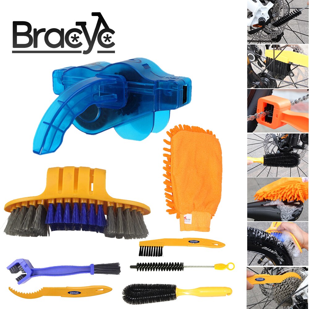 Bike Chain Cleaner Clean Machine Brushes Set Cycling Cleaning Kit Bicycle Brush Maintenance Tool for Mountain, Road, BMX, City