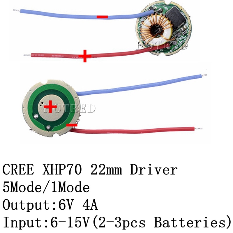 Cree XLamp XHP70 XHP70.2 6 V LED Driver 22 MM DC6V-15V 1 modus/5 modus Ingang 6-15 V Uitgang Voor 6 V XHP70 LED Licht Lamp