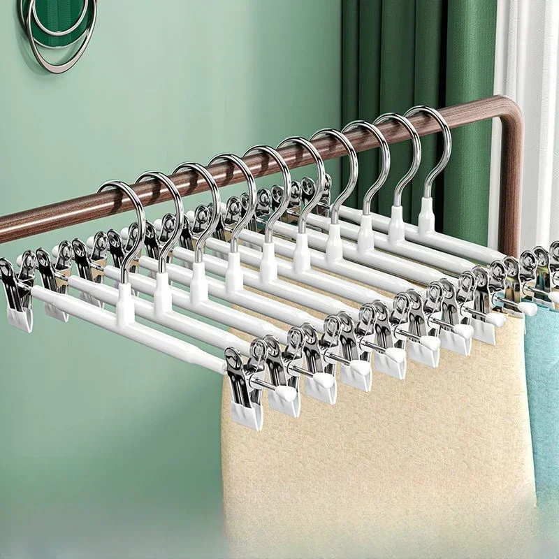 20/10/5PCs Stainless Steel Dress Hanger Pants Clip Clothes Racks Coat Clothing Skirt Clip Skirts Clip Hangers Hangers Skirt: M / light green