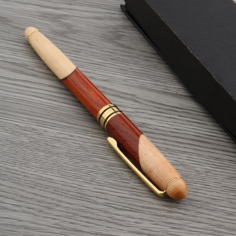 De lujo de rojo blanco pluma fuente de empalme de madera de lujo de oro M tinta bolígrafos de papelería de la Escuela de la Oficina suministros nuevos