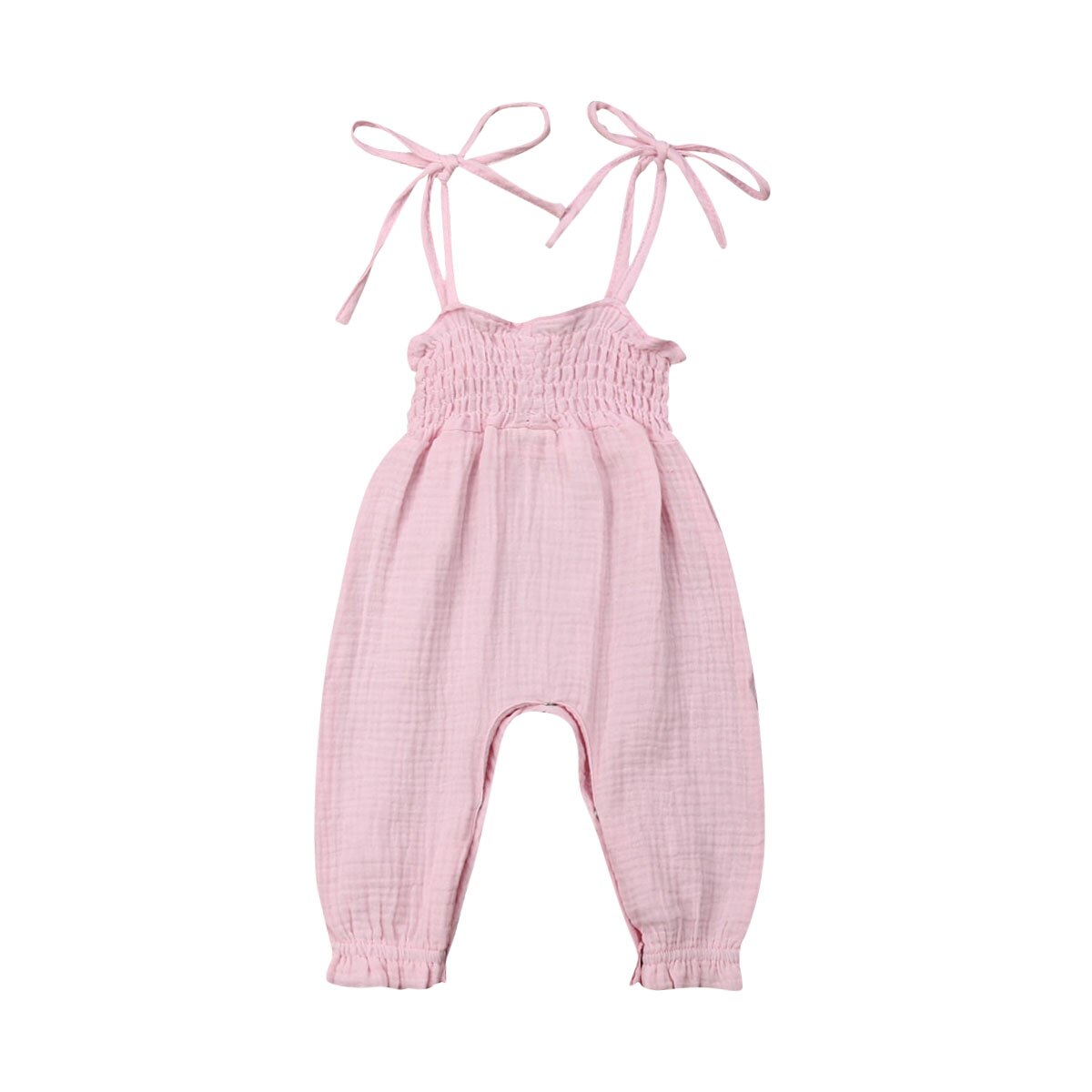Sommar bebis flickor kläder kläder barn småbarn ärmlös bandage rompers jumpsuit overall spädbarn flickor bomull playsuit: 4 / 12m