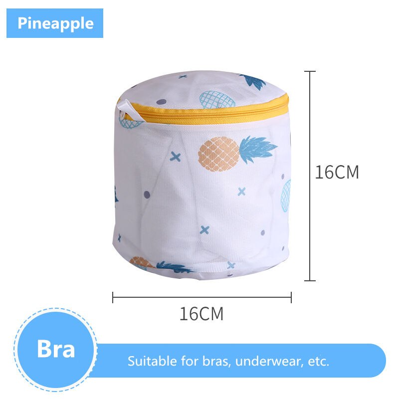 Pineapple Printing Laundry Bag for Washing Machine Polyester Mesh Bra Pouch Underwear Washing Bag Dirty Clothes Organizer Bags: Bra bag 16-16cm