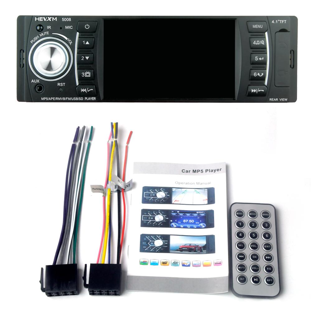 Reproductor de vídeo para coche, pantalla TFT LCD de 4,1 pulgadas, MP4, MP5, Bluetooth, Radio Estéreo, FM, SD/MMC, USB, sin cámara de visión trasera, 5008, MP5