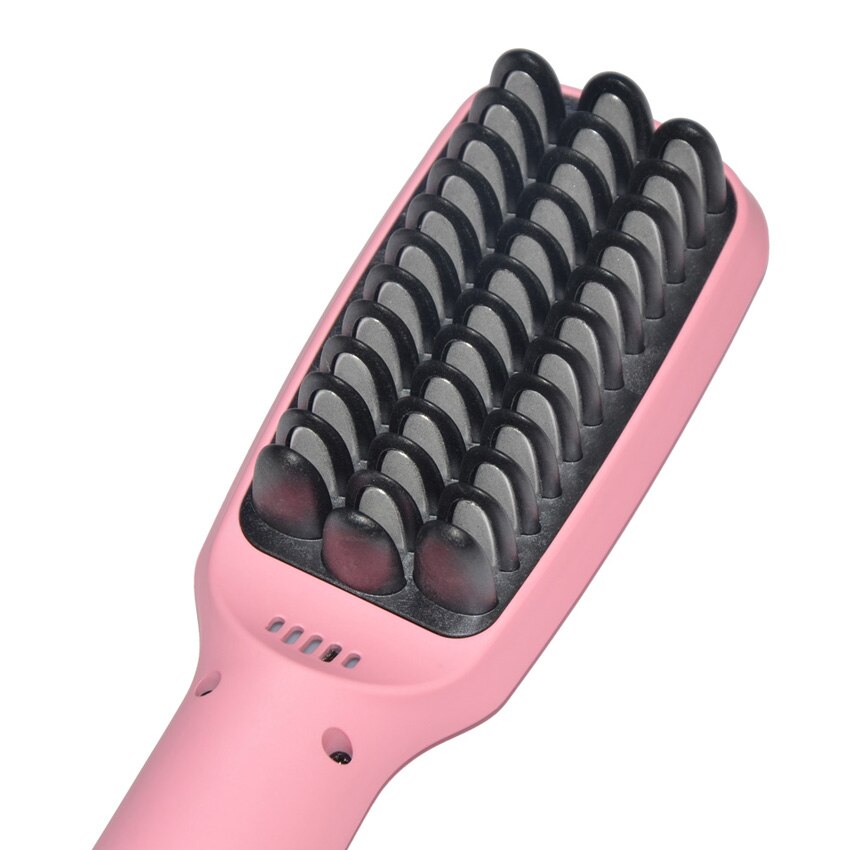 Queenme 2 In 1 PTC Heating Ionic Hair Straightener Brush Electric Fast Hair Straightener Comb LCD Anion Hair Straightening Brush