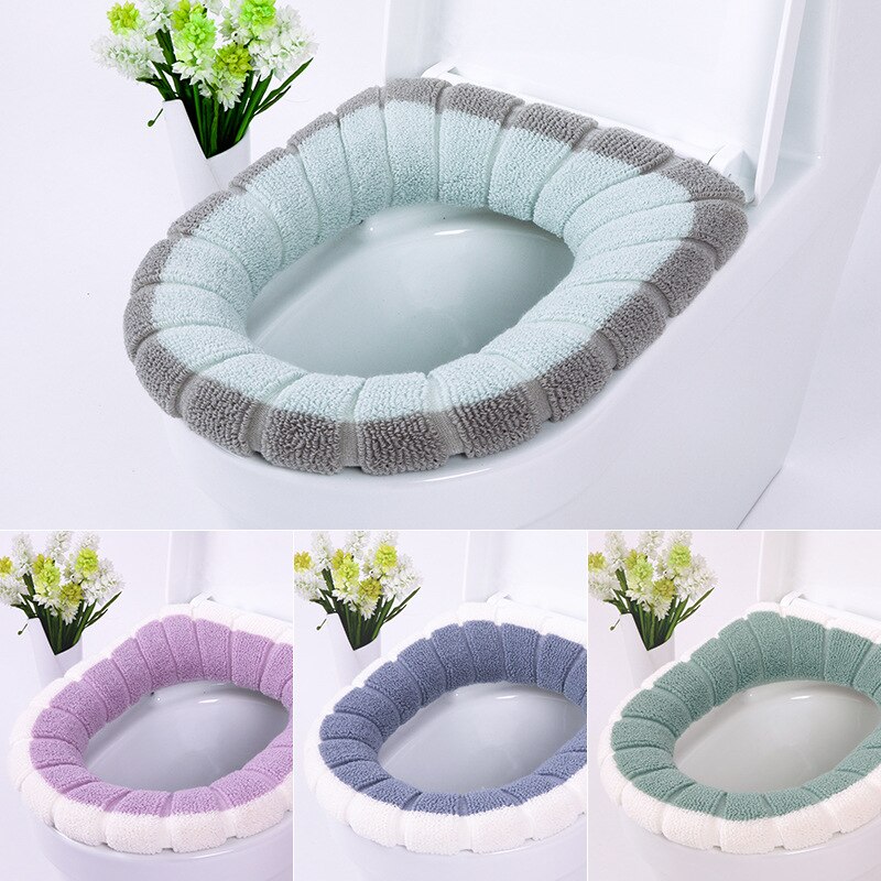 1Pcs Keep Warm Pumpkin Pattern Closestool Mat Double Color Bathroom Accessories Knitting O-shape Home Decor Toilet Seat Cover