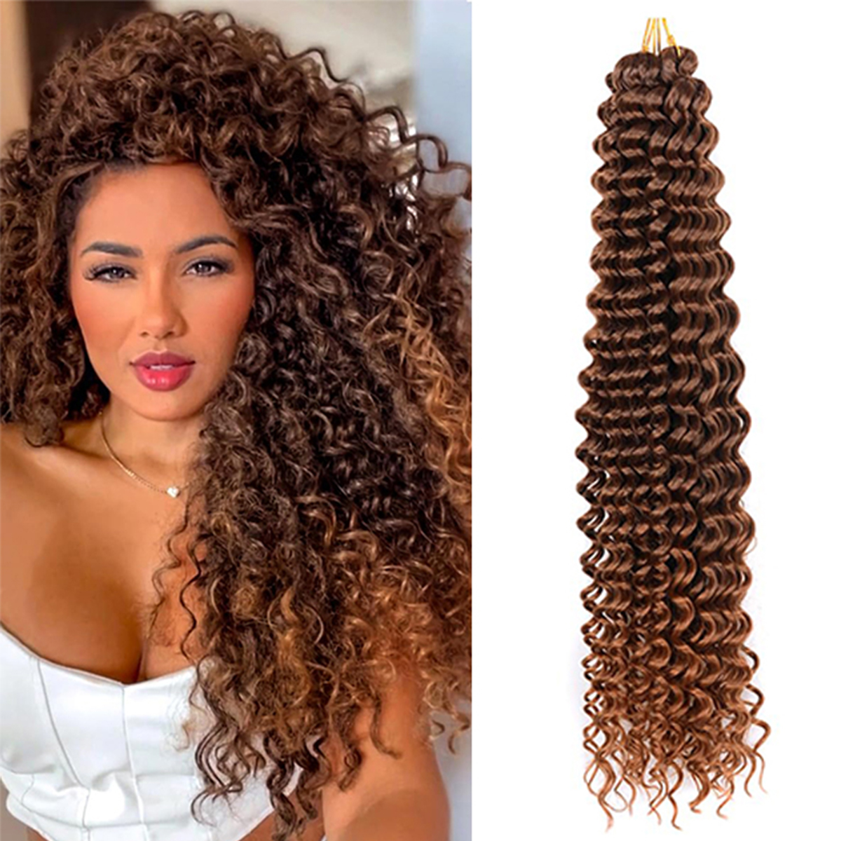 Diep golfhaar Watergolf Twist Gehaakt haar Synthetische gehaakte vlechten Ombre Blonde Afro-krullen Diepe golfvlechthaarverlenging: #35 / 22 inch
