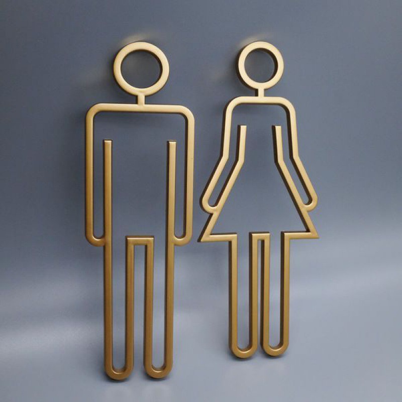A Set of Three-Dimensional Hollow Out Bathroom Signs Bathroom Door Signs Bathroom Signage Room Living Room Decoration