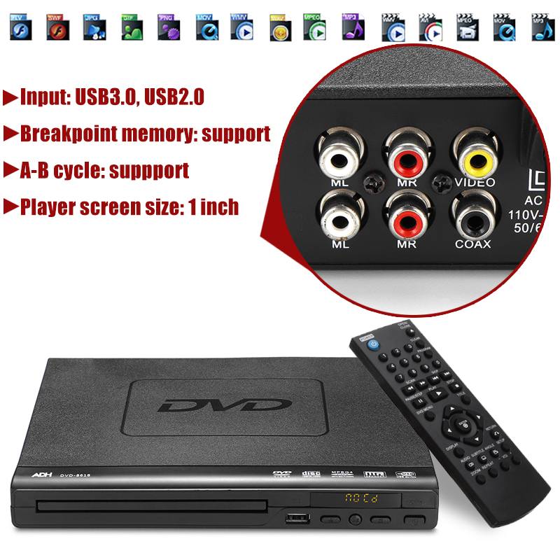 Mini USB Portable Multiple Playback DVD Player ADH DVD CD SVCD VCD MP3 Disc LED Display Player Home Theatre System 110V-240V