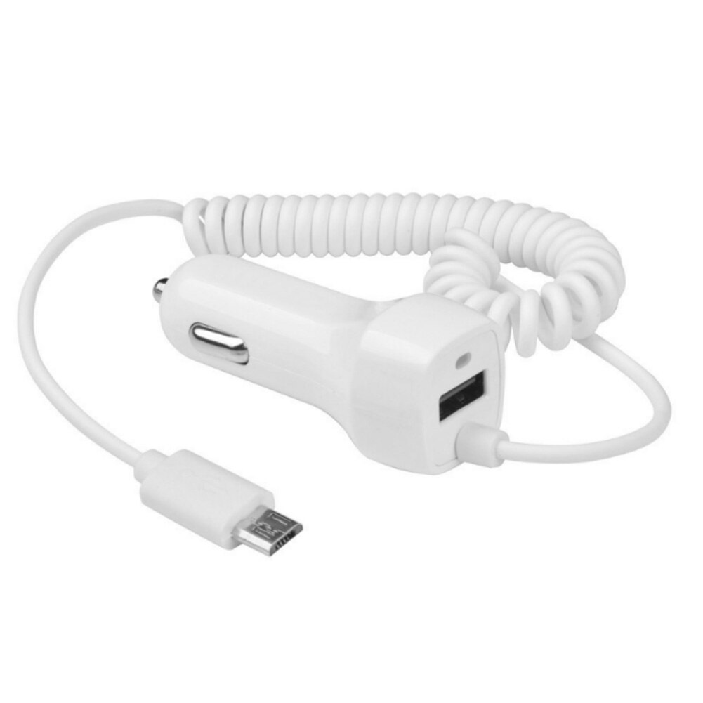 3.1a/15w micro-usb-typ-c-autoladegerät-adapter mit spiralkabel und usb-a-anschluss für samsung-, huawei-, xiaomi-, iphone- und ipad-ladegeräte: Micro-usb-anschluss, weiß